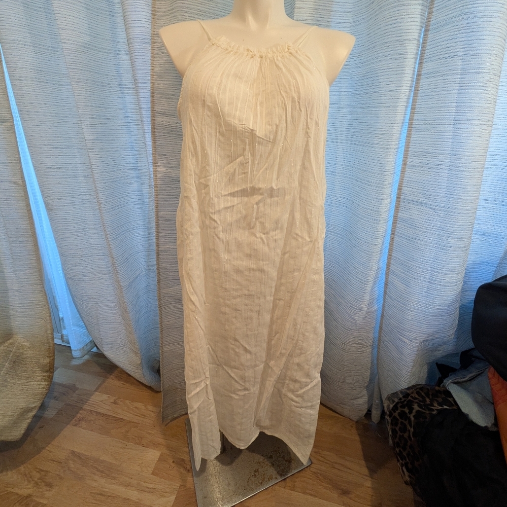 GAP White Halter Maxi Sundress - L